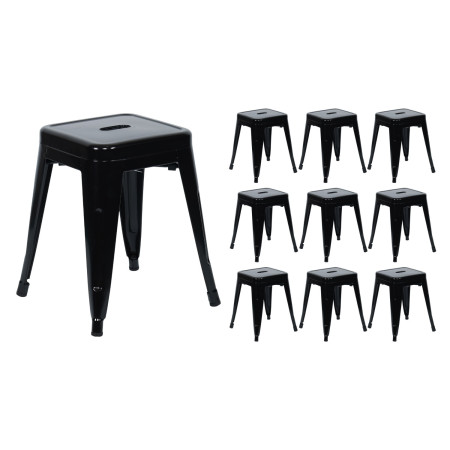 Pack 10 Taburetes Bajos Industriales Apilables de Acero 38x38x46cm Thinia Home Taburetes 1