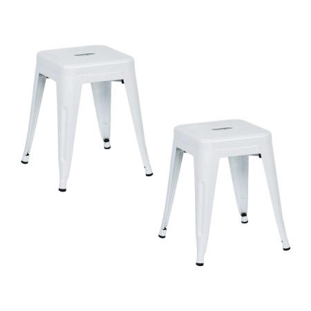 Pack 2 Taburetes Bajos Industriales Apilables de Acero 38x38x46cm Thinia Home Taburetes 1