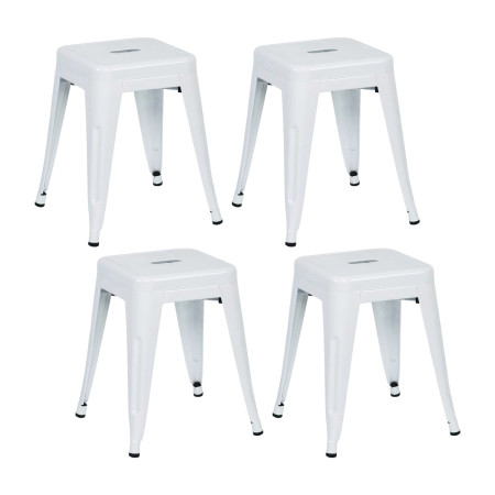 Pack 4 Taburetes Bajos Industriales Apilables de Acero 38x38x46cm Thinia Home Taburetes 1