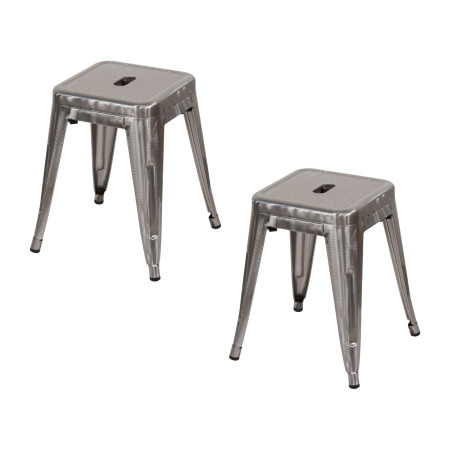 Pack 2 Taburetes Bajos Industriales Apilables de Acero 38x38x46cm Thinia Home Taburetes 1