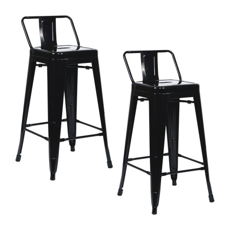 Pack 2 Taburetes Altos Industriales Apilables de Acero 41x41x85cm Thinia Home Taburetes 1