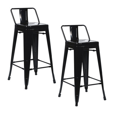 Pack 2 Taburetes Altos Industriales Apilables de Acero 41x41x85cm Thinia Home Taburetes 1