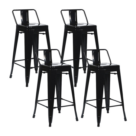 Pack 4 Taburetes Altos Industriales Apilables de Acero 41x41x85cm Thinia Home Taburetes 1