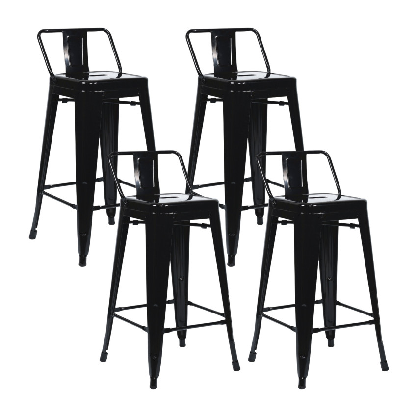 Pack 4 Taburetes Altos Industriales Apilables de Acero 41x41x85cm Thinia Home Taburetes 1