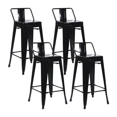 Pack 4 Taburetes Altos Industriales Apilables de Acero 41x41x85cm Thinia Home Taburetes 1