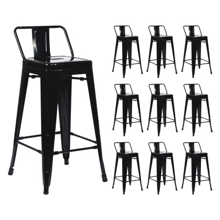 Pack 10 Taburetes Altos Industriales Apilables de Acero 41x41x85cm Thinia Home Taburetes 1