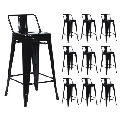 Pack 10 Taburetes Altos Industriales Apilables de Acero 41x41x85cm Thinia Home Taburetes 1