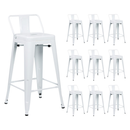 Pack 10 Taburetes Altos Industriales Apilables de Acero 41x41x85cm Thinia Home Taburetes 1