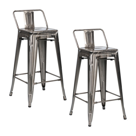 Pack 2 Taburetes Altos Industriales Apilables de Acero 41x41x85cm Thinia Home Taburetes 1