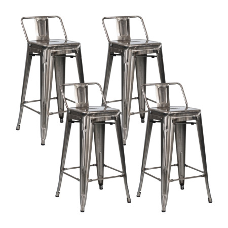 Pack 4 Taburetes Altos Industriales Apilables de Acero 41x41x85cm Thinia Home Taburetes 1
