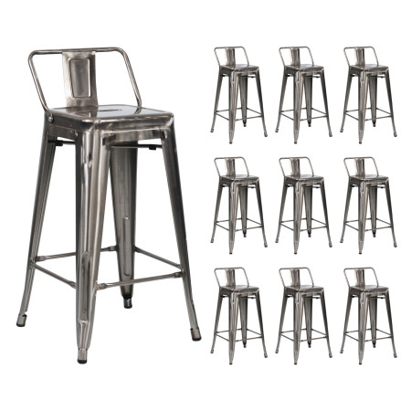 Pack 10 Taburetes Altos Industriales Apilables de Acero 41x41x85cm Thinia Home Taburetes 1