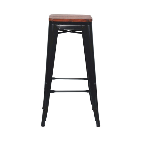 Pack 4 Taburetes Medios Industriales Apilables de Acero y Madera 43x43x76cm Thinia Home Taburetes 5