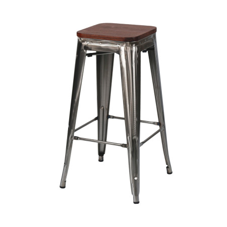Pack 10 Taburetes Medios Industriales Apilables de Acero y Madera 43x43x76cm Thinia Home Taburetes 12