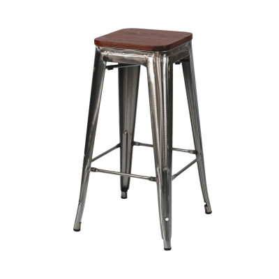 Pack 10 Taburetes Medios Industriales Apilables de Acero y Madera 43x43x76cm Thinia Home Taburetes 12