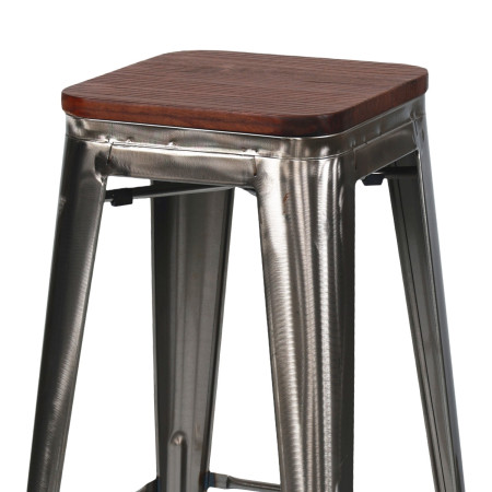 Pack 10 Taburetes Medios Industriales Apilables de Acero y Madera 43x43x76cm Thinia Home Taburetes 13