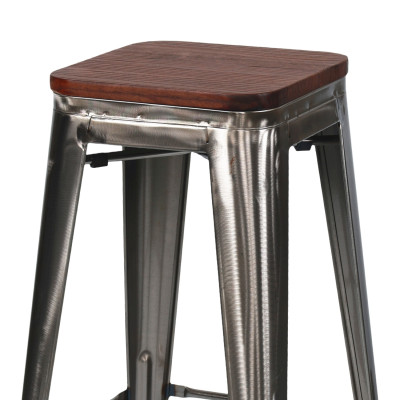Pack 10 Taburetes Medios Industriales Apilables de Acero y Madera 43x43x76cm Thinia Home Taburetes 13