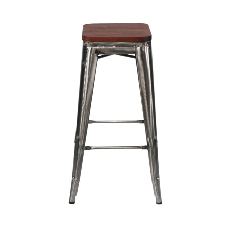 Pack 10 Taburetes Medios Industriales Apilables de Acero y Madera 43x43x76cm Thinia Home Taburetes 15