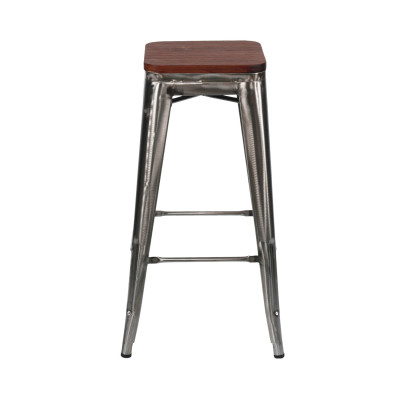Pack 10 Taburetes Medios Industriales Apilables de Acero y Madera 43x43x76cm Thinia Home Taburetes 15