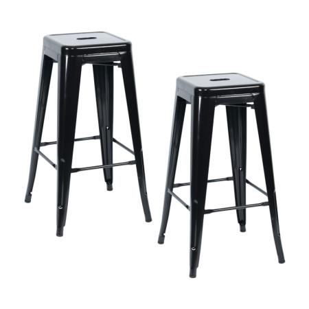 Pack 2 bancos industriais médios de aço empilháveis 43x43x76cm Thinia Home