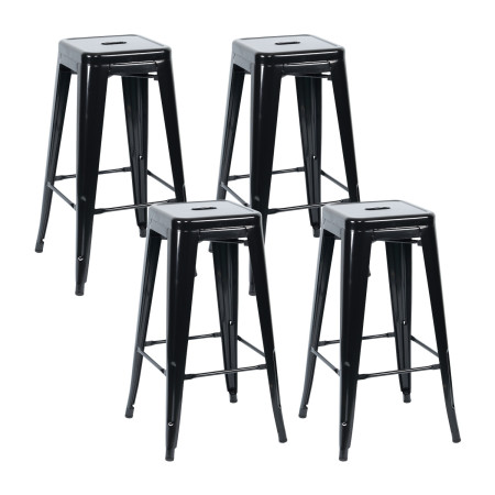Pack 4 Taburetes Medios Industriales Apilables de Acero 43x43x76cm Thinia Home Taburetes 1