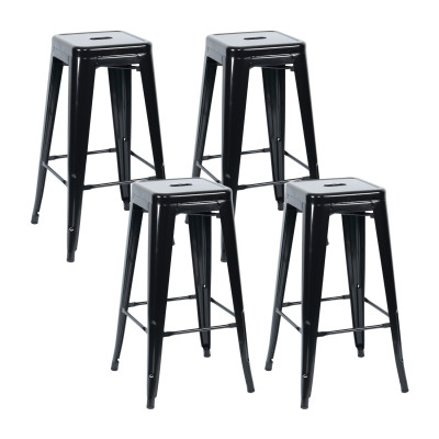 Pack 4 Taburetes Medios Industriales Apilables de Acero 43x43x76cm Thinia Home Taburetes 1