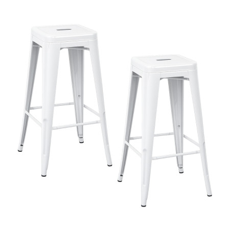Pack 2 Taburetes Medios Industriales Apilables de Acero 43x43x76cm Thinia Home Taburetes 1