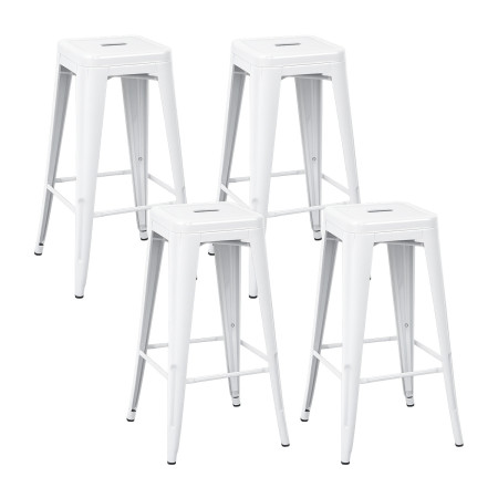 Pack 4 Taburetes Medios Industriales Apilables de Acero 43x43x76cm Thinia Home Taburetes 1