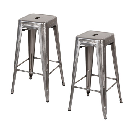 Pack 2 Taburetes Medios Industriales Apilables de Acero 43x43x76cm Thinia Home Taburetes 1