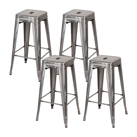Pack 4 Taburetes Medios Industriales Apilables de Acero 43x43x76cm Thinia Home Taburetes 1