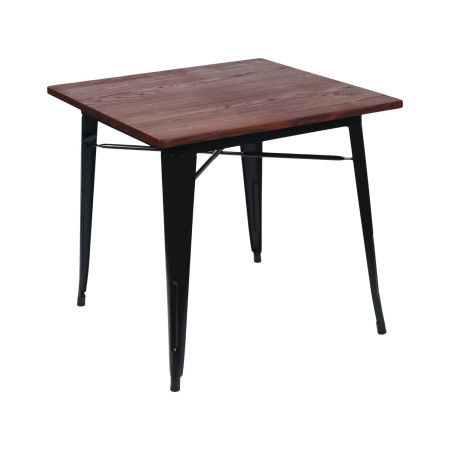 Mesa de Comedor Industrial Cuadrada de Madera y Acero 80x80x76cm Thinia Home Mesas de Comedor 1