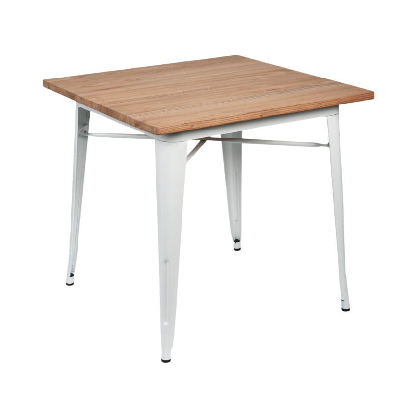 Mesa de Comedor Industrial Cuadrada de Madera y Acero 80x80x76cm Thinia Home Mesas de Comedor 4
