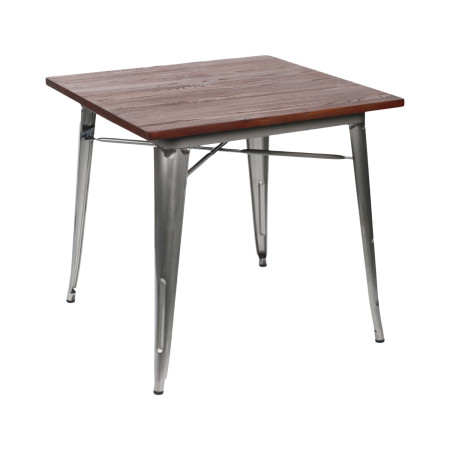 Mesa de Comedor Industrial Cuadrada de Madera y Acero 80x80x76cm Thinia Home Mesas de Comedor 1