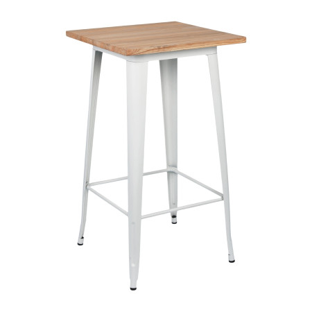 Mesa Alta Industrial Cuadrada de Madera y Acero 60x60x105cm Thinia Home Mesas de Comedor 5