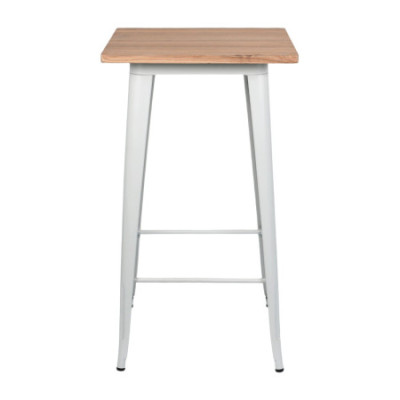 Mesa Alta Industrial Cuadrada de Madera y Acero 60x60x105cm Thinia Home Mesas de Comedor 8