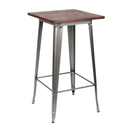 Mesa Alta Industrial Cuadrada de Madera y Acero 60x60x105cm Thinia Home Mesas de Comedor 1