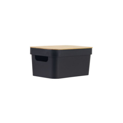 Cesta Alta de Ordenación Rectangular con Tapa Negro Zest 7house Ordenación Baño 1