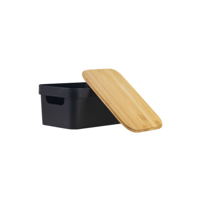 Cestino alto rettangolare con coperchio, colore nero Zest 7house