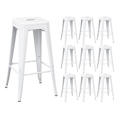 Pack 10 Taburetes Medios Industriales Apilables de Acero 43x43x76cm Thinia Home Taburetes 1