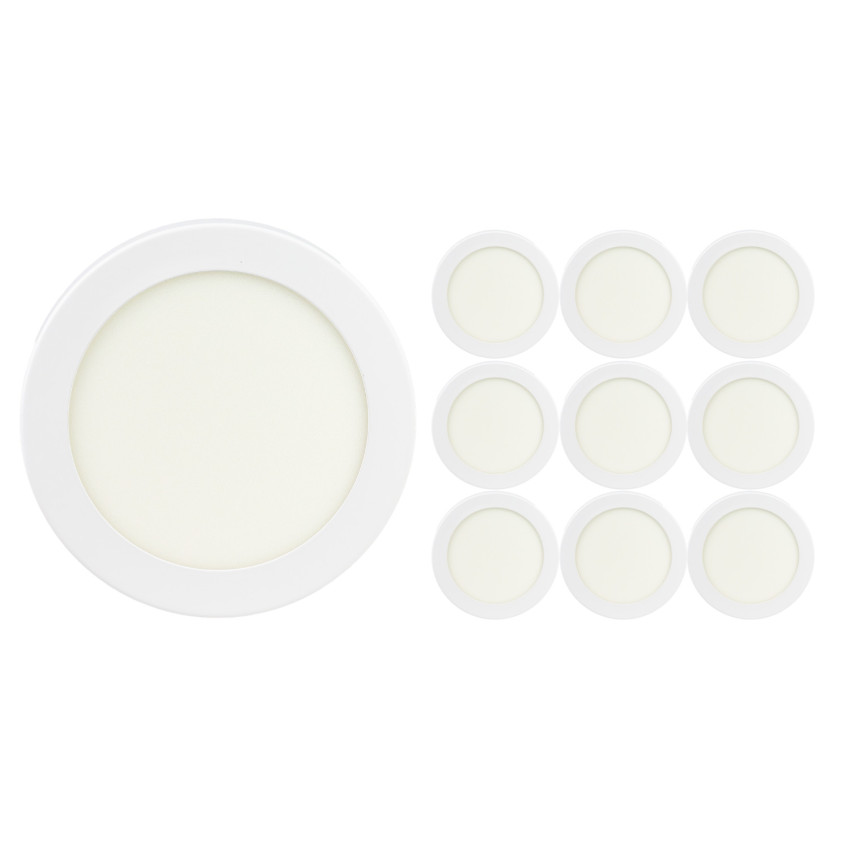 Conjunto de 10 downlights LED redondos embutidos de 18 W, 1800 lm, Ø22.4cm, 5700 K, branco, 30 000 h, SECOM