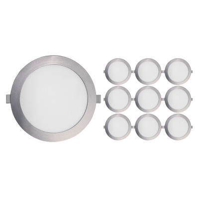 Pack 10 Downlights LED Empotrable Redondo 18W 1800lm Ø22.4cm 4000K Níquel 30000H SECOM Downlight Empotrable 1