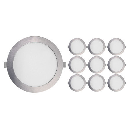 Pack 10 Downlights LED de Superficie Redondo 18W 1800lm Ø22cm 5700K Cromo 30000H SECOM Downlight Superficie 1