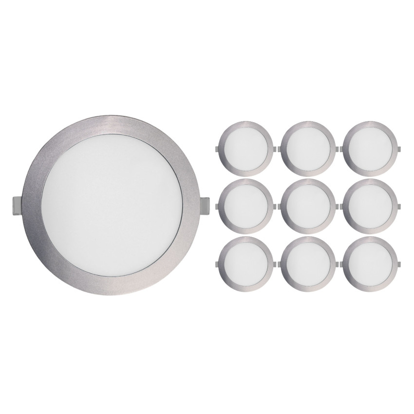 Pack 10 Downlights LED de Superficie Redondo 18W 1800lm Ø22cm 5700K Cromo 30000H SECOM Downlight Superficie 1