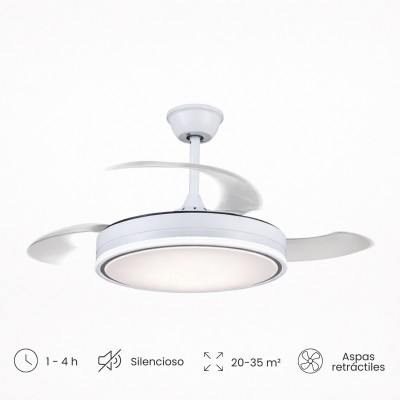 Ventilateur de plafond rétractable Aura 106 cm, moteur à courant continu (DC) 30 W silencieux, avec double éclairage LED 72 W et