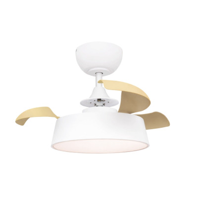 Ventilatore da soffitto a scomparsa Breeze 55 cm, motore DC da 20 W, silenzioso, funzione inversa, con luce a LED e telecomando 