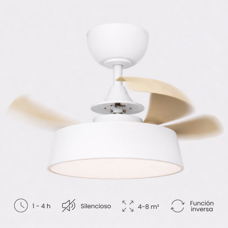 Ventilador de Techo Retráctil Breeze 55cm Motor DC 20W Silencioso Función Inversa Con Luz LED y Mando a Distancia Raydan Ventila