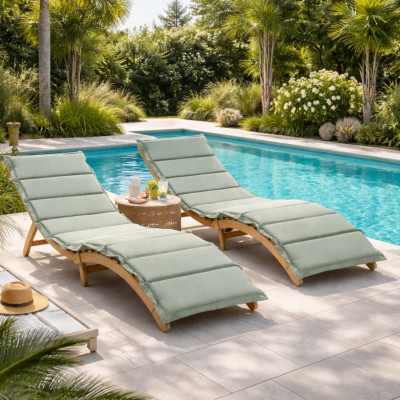 Tumbona Reclinable en Madera de Acacia con Cojín 168x54x55cm 7house Tumbonas de Jardín 4