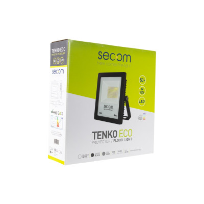 LED-Scheinwerfer Tenko Eco 50 W, 5.000 lm, IP65, „ 23.3x6x24.2cm “, schwarz, 50.000 Std., SECOM