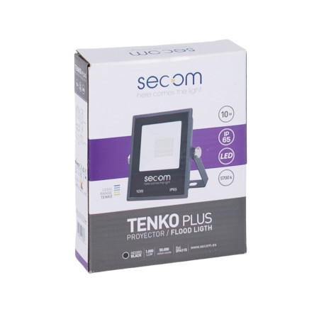 Proyector LED Tenko Plus 10W 1000lm IP65 10x3x12cm 5700K Negro 50000H SECOM Proyectores LED para Exterior 2