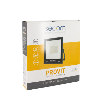 Proyector LED Provit 100W 11000lm IP65 28x4.7x31cm 5700K Negro 50000H SECOM Proyectores LED para Exterior 2