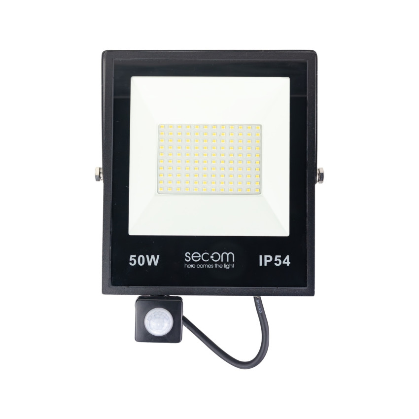 Proyector LED Provit con Sensor de Movimiento 50W 5000lm IP54 19.5x6.5x26.5cm 5700K Negro 50000H SECOM Proyectores LED para Exte